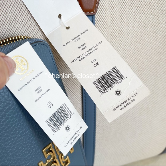 🔥🌈HP🎉NeW! Tory Burch Blake Canvas Jumbo Tote + Wallet + Card case - Picture 12 of 13